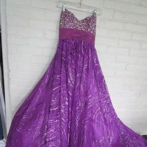 Jovani purple glittered prom dress size 4